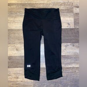 Under Armour Black Capri Leggings with White Reflective Logo